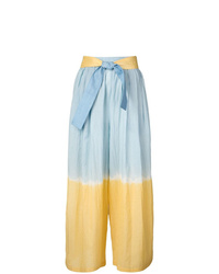 Pantalon large imprimé tie-dye bleu clair