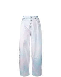Pantalon large imprimé tie-dye violet clair