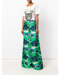 Pantalon large imprimé vert Gucci