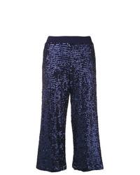 Pantalon large pailleté bleu marine P.A.R.O.S.H.