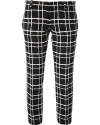 Pantalon slim à carreaux noir et blanc Dsquared2