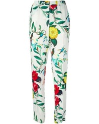 Pantalon slim à fleurs blanc et vert Armani Jeans