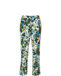 Pantalon slim à fleurs multicolore Erdem
