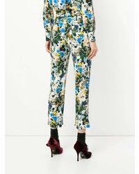 Pantalon slim à fleurs multicolore Erdem
