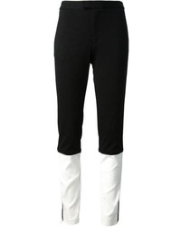 Pantalon slim à rayures horizontales noir et blanc