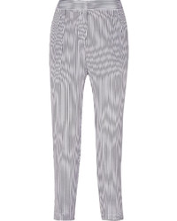 Pantalon slim à rayures verticales blanc et bleu marine