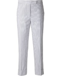 Pantalon slim à rayures verticales blanc et bleu marine Thom Browne