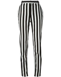 Pantalon slim à rayures verticales blanc et noir Givenchy