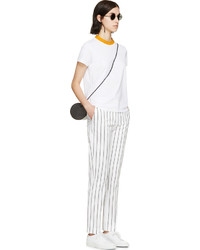 Pantalon slim à rayures verticales blanc et noir Harmony