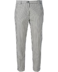 Pantalon slim à rayures verticales blanc Mauro Grifoni