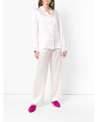 Pantalon slim à rayures verticales blanc Asceno