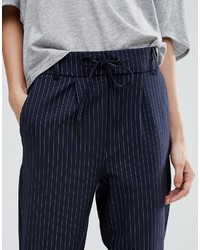 Pantalon slim à rayures verticales bleu marine Only