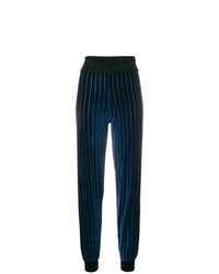 Pantalon slim à rayures verticales bleu marine Sonia Rykiel