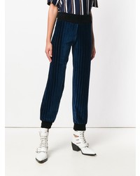 Pantalon slim à rayures verticales bleu marine Sonia Rykiel