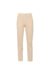 Pantalon slim à rayures verticales jaune Egrey