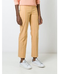Pantalon slim à rayures verticales jaune Romeo Gigli Vintage