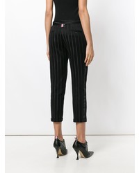 Pantalon slim à rayures verticales noir Thom Browne