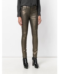 Pantalon slim doré Saint Laurent
