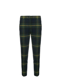 Pantalon slim écossais bleu marine et vert Boutique Moschino