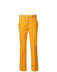 Pantalon slim écossais jaune