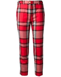 Pantalon slim écossais rouge Vivienne Westwood