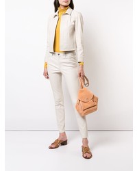 Pantalon slim en cuir beige Theory