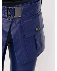 Pantalon slim en cuir bleu marine Andrea Bogosian