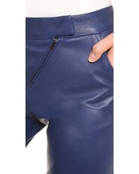 Pantalon slim en cuir bleu marine Zero Maria Cornejo