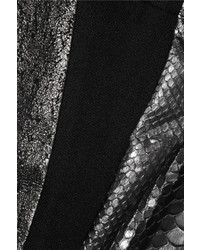 Pantalon slim en cuir imprimé serpent noir Haider Ackermann