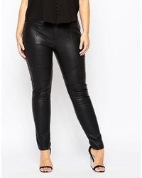 Pantalon slim en cuir noir