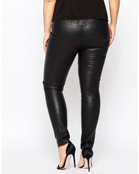 Pantalon slim en cuir noir