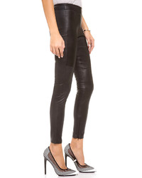 Pantalon slim en cuir noir David Lerner