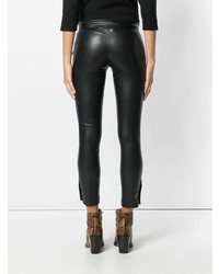 Pantalon slim en cuir noir Twin-Set