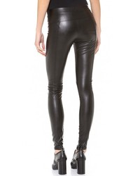 Pantalon slim en cuir noir David Lerner