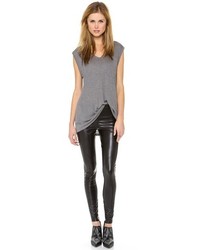 Pantalon slim en cuir noir David Lerner