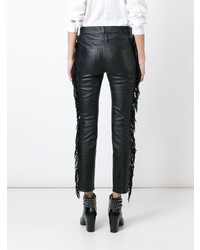 Pantalon slim en cuir noir Saint Laurent