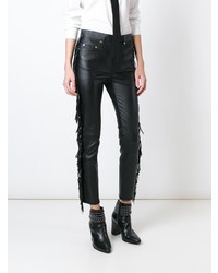 Pantalon slim en cuir noir Saint Laurent