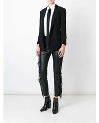 Pantalon slim en cuir noir Saint Laurent