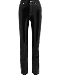 Pantalon slim en cuir noir Helmut Lang