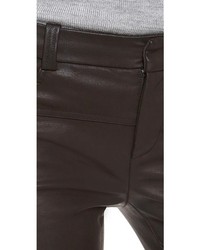 Pantalon slim en cuir noir Halston