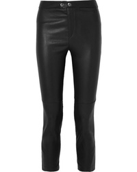 Pantalon slim en cuir noir Isabel Marant