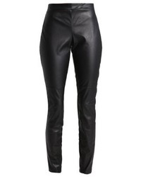 Pantalon slim en cuir noir Kaffe