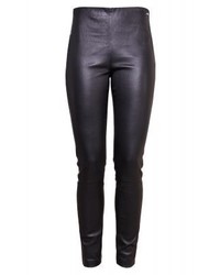 Pantalon slim en cuir noir Karl Lagerfeld