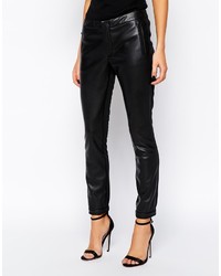 Pantalon slim en cuir noir BOSS ORANGE