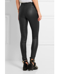 Pantalon slim en cuir noir Thierry Mugler