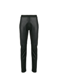 Pantalon slim en cuir noir P.A.R.O.S.H.