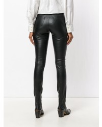 Pantalon slim en cuir noir Saint Laurent