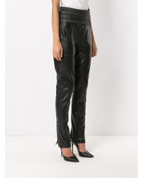 Pantalon slim en cuir noir Clé