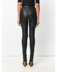 Pantalon slim en cuir noir Barbara Bui