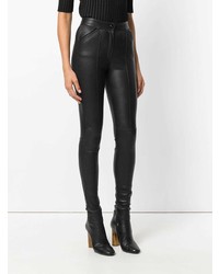 Pantalon slim en cuir noir Barbara Bui